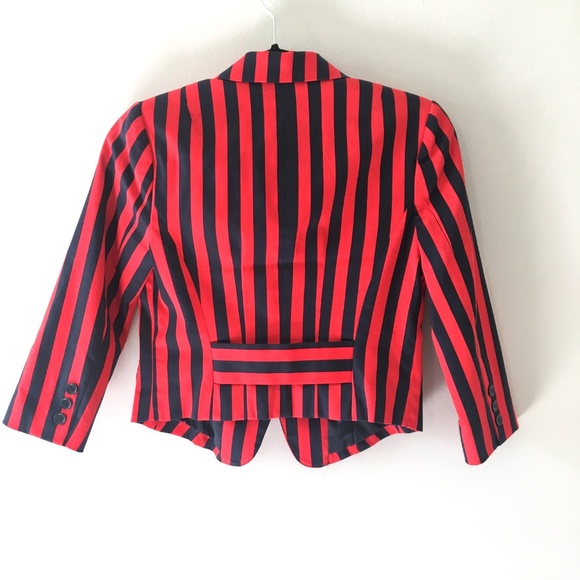 3/$15 Women's Red & Black stripe Lined Blazer, Cropped Coat, Jacket, Never Worn - Picture 4 of 7